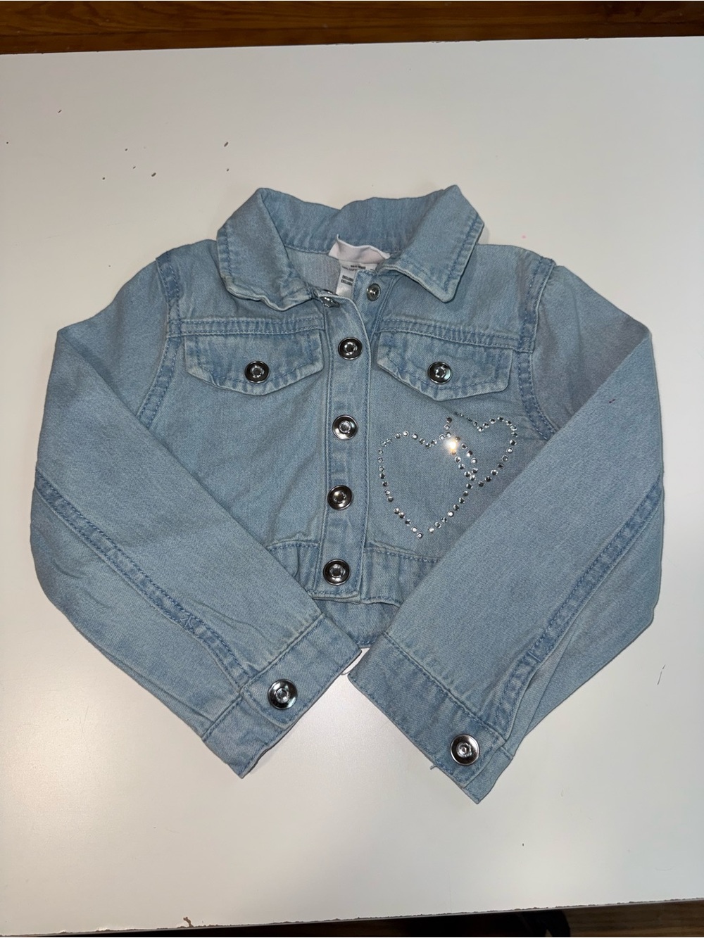 Little Lass Light Blue Denim Jacket with Rhinestone Heart